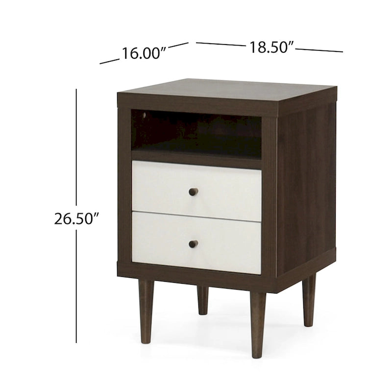 Nystrom Mid Century Modern 2 Drawer Nightstand by