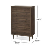 Nystrom Mid Century Modern 5 Drawer Dresser by