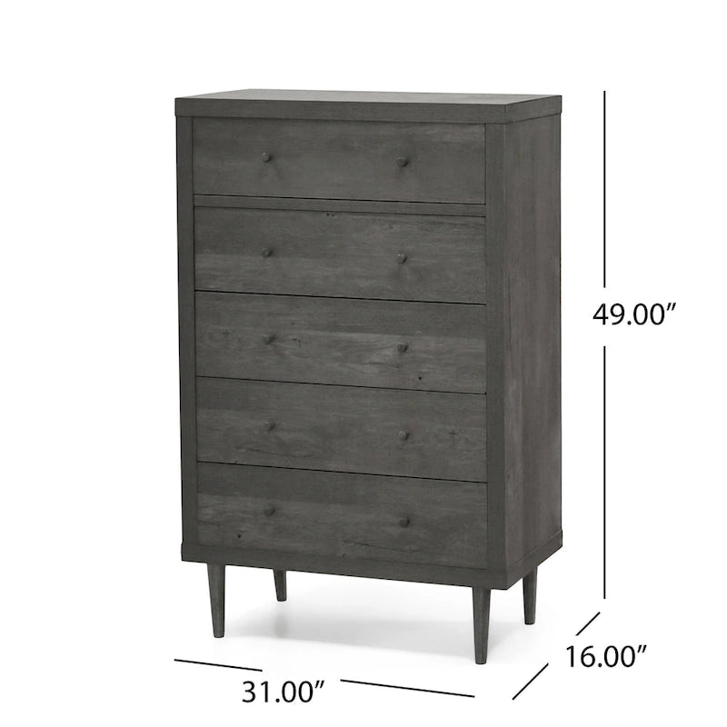 Nystrom Mid Century Modern 5 Drawer Dresser by
