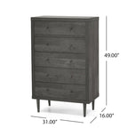 Nystrom Mid Century Modern 5 Drawer Dresser by