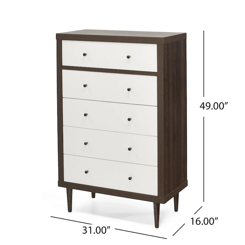 Nystrom Mid Century Modern 5 Drawer Dresser by