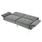 Italian Velvet Convertible Sleeper Sofa Bed with with Folded Armrests and Storage Bags