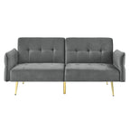 Italian Velvet Convertible Sleeper Sofa Bed with with Folded Armrests and Storage Bags