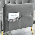 Italian Velvet Convertible Sleeper Sofa Bed with with Folded Armrests and Storage Bags