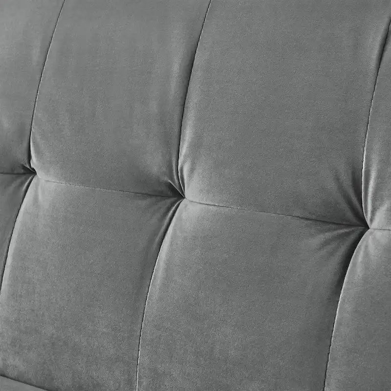 Italian Velvet Convertible Sleeper Sofa Bed with with Folded Armrests and Storage Bags