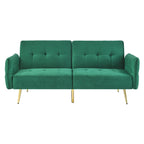 Italian Velvet Convertible Sleeper Sofa Bed with with Folded Armrests and Storage Bags