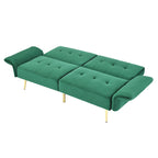 Italian Velvet Convertible Sleeper Sofa Bed with with Folded Armrests and Storage Bags