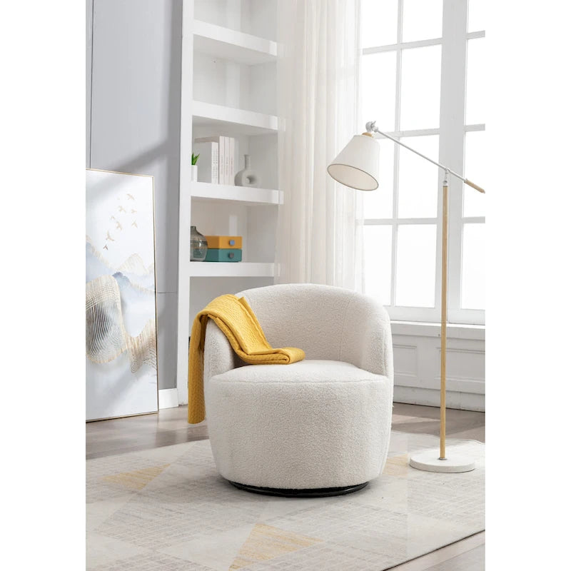 Teddy Fabric Swivel Accent Barrel Chair