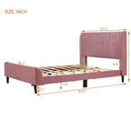 Full Size Pink Velvet Upholstered Wingback Bed