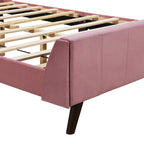 Full Size Pink Velvet Upholstered Wingback Bed
