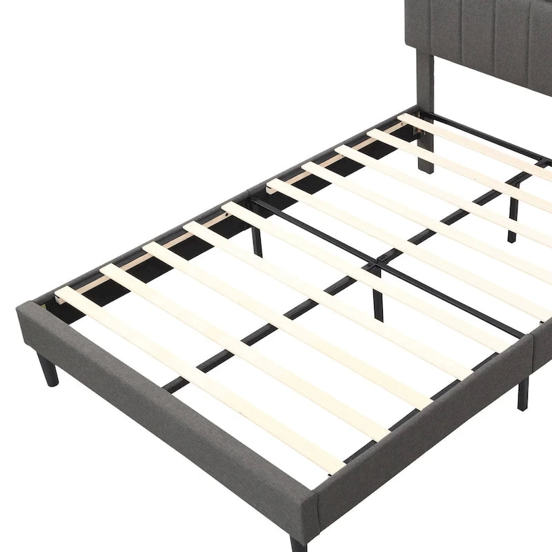 Full size Upholstered Platform Bed with Storage Headboard and USB Port
