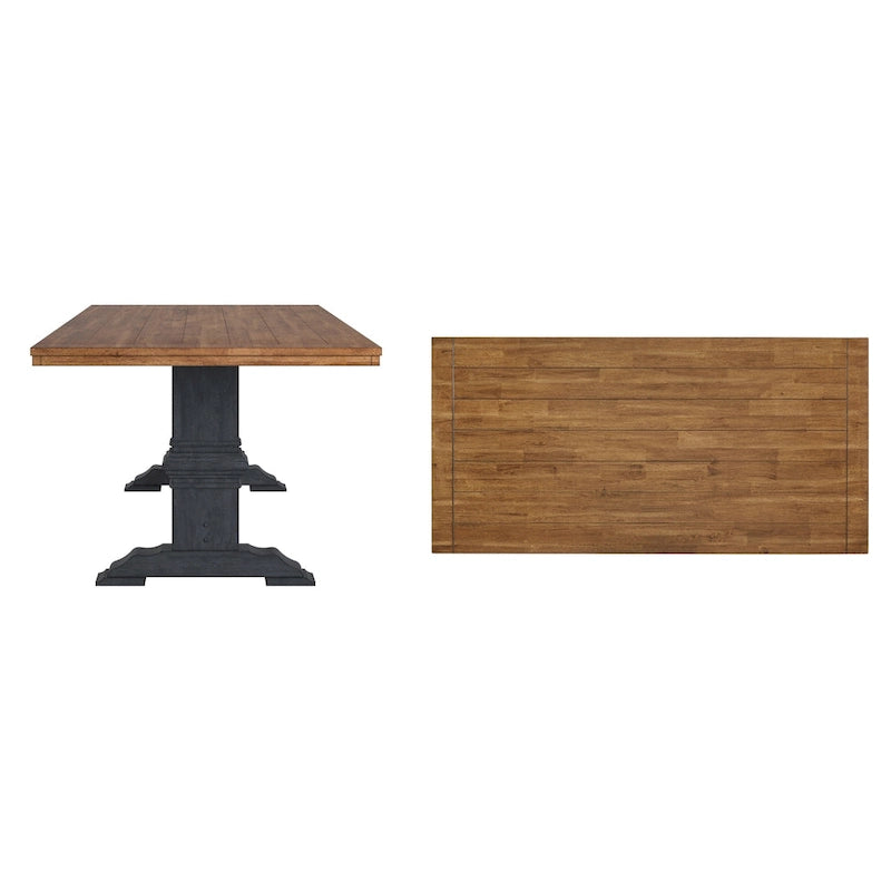 Ronda Two-Tone Rectangular Solid Wood Top Dining Table
