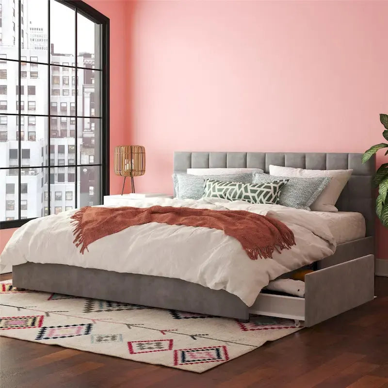 CosmoLiving Serena Upholstered Bed with Drawers