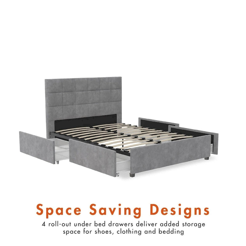 CosmoLiving Serena Upholstered Bed with Drawers
