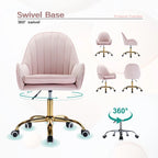 Cute Chair Office Chair with Side Arms and Gold Metal Base Adjustable Height