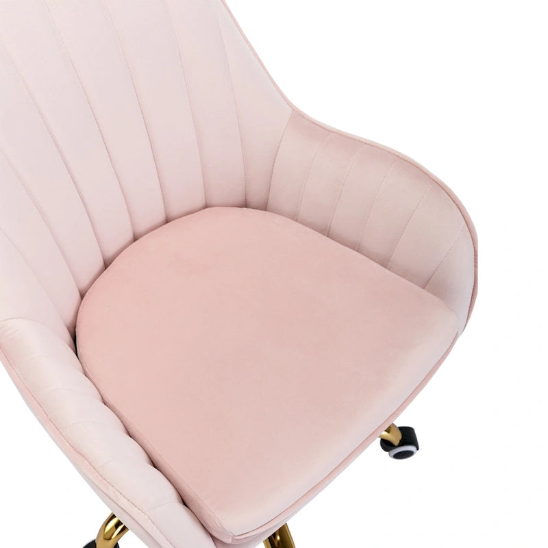 Cute Chair Office Chair with Side Arms and Gold Metal Base Adjustable Height