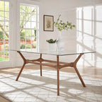 Sylvestria Mid-Century Walnut Finish Rectangular Dining Table
