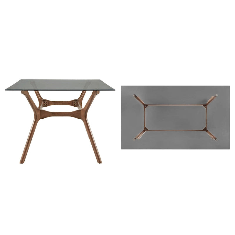 Sylvestria Mid-Century Walnut Finish Rectangular Dining Table