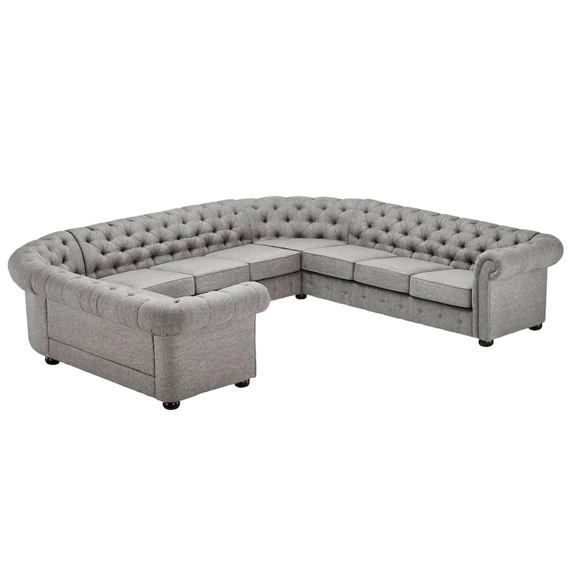 Knightsbridge Tufted Scroll Arm Chesterfield U-shaped Sectional by  Artisan