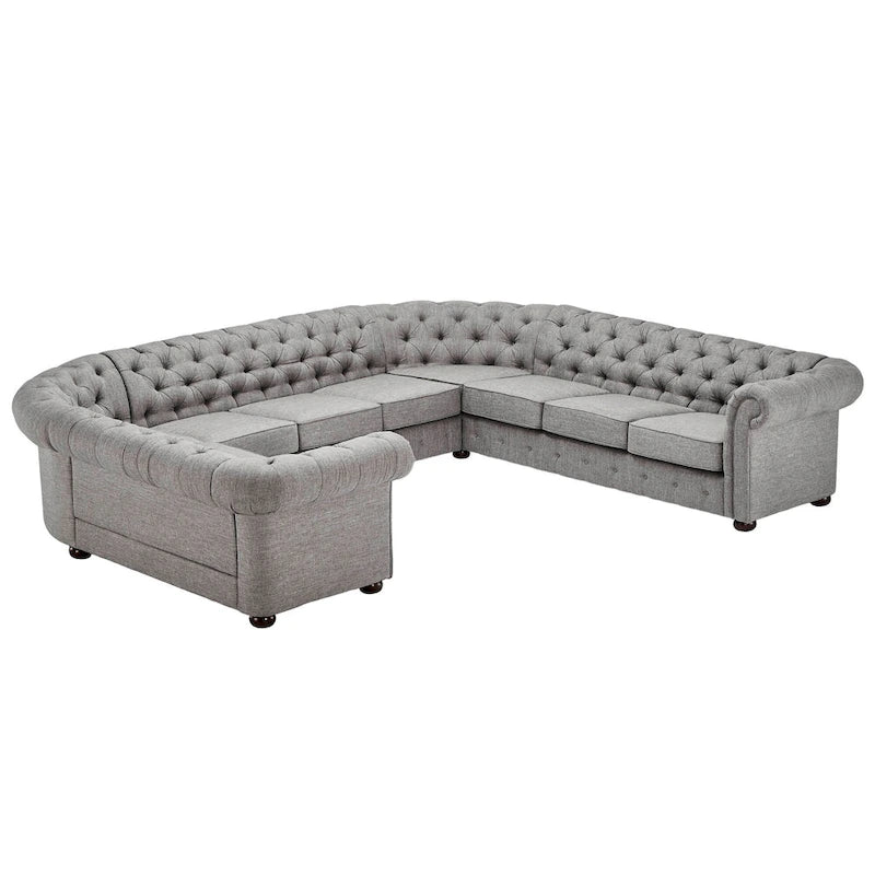Knightsbridge Tufted Scroll Arm Chesterfield U-shaped Sectional by  Artisan