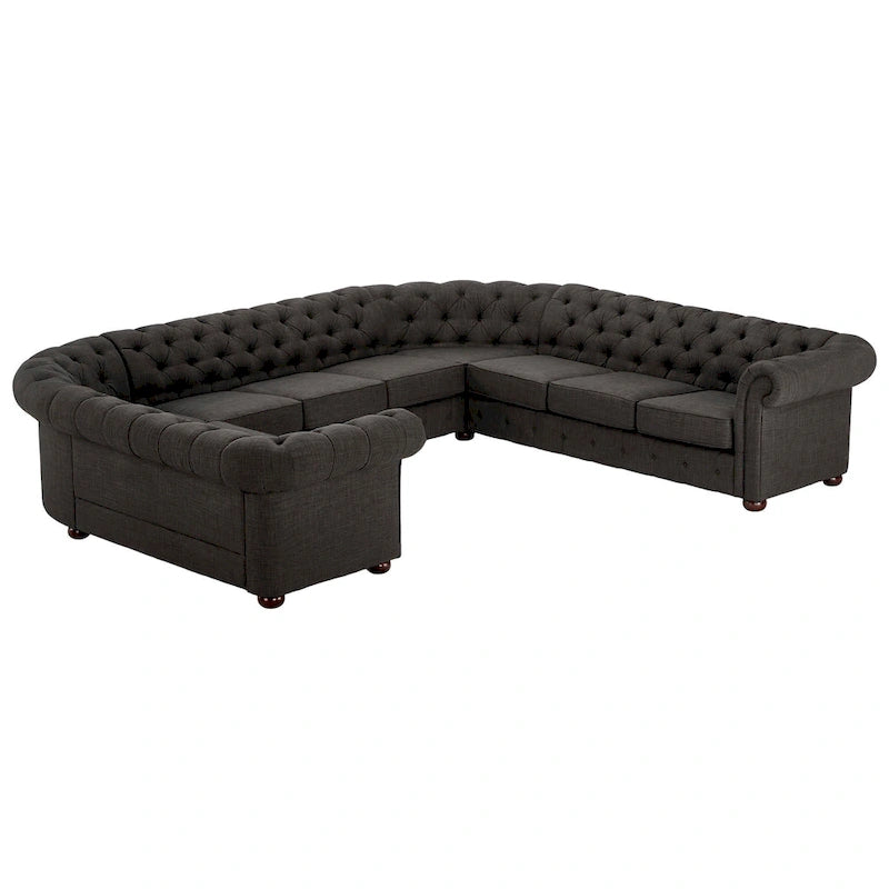 Knightsbridge Tufted Scroll Arm Chesterfield U-shaped Sectional by  Artisan