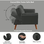 75.39 IN. Futon Sofa Bed, Convertible Upholstered Couch Sleeper with Reclining Sleeper Split Tufted Back
