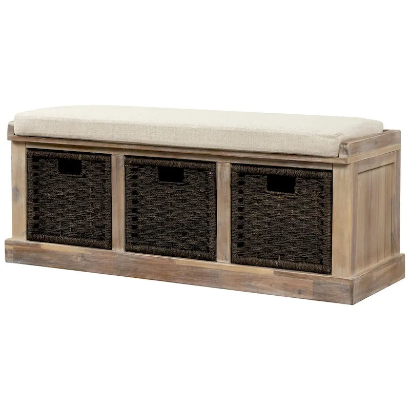 Nestfair Entryway Storage Bench with Cushion and Basket