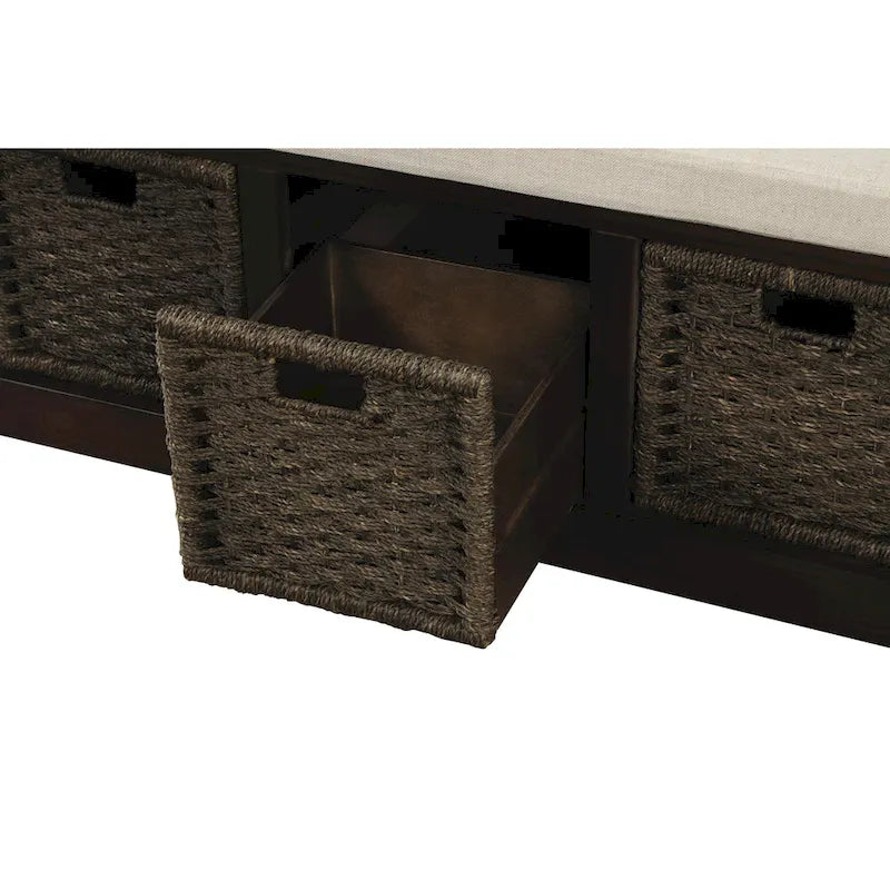 Nestfair Entryway Storage Bench with Cushion and Basket