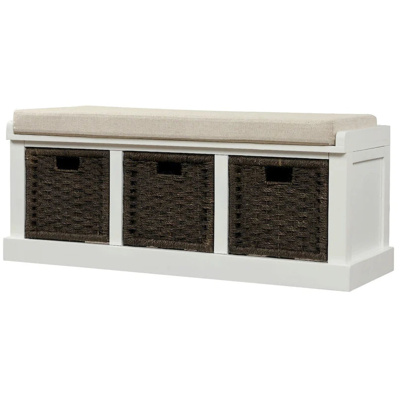 Nestfair Entryway Storage Bench with Cushion and Basket