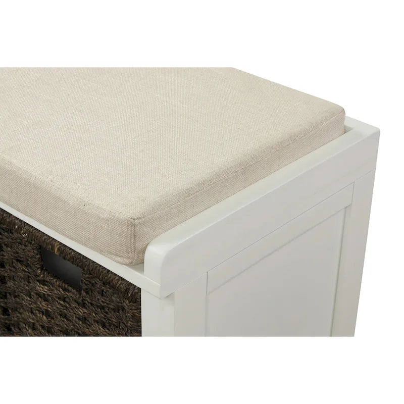 Nestfair Entryway Storage Bench with Cushion and Basket