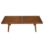 48 Rectangular Platform Entryway Bench in Natural Wood Modern Slatted Design for Living Room Home & Office