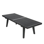 48 Rectangular Platform Entryway Bench in Natural Wood Modern Slatted Design for Living Room Home & Office