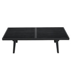 48 Rectangular Platform Entryway Bench in Natural Wood Modern Slatted Design for Living Room Home & Office