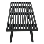 48 Rectangular Platform Entryway Bench in Natural Wood Modern Slatted Design for Living Room Home & Office