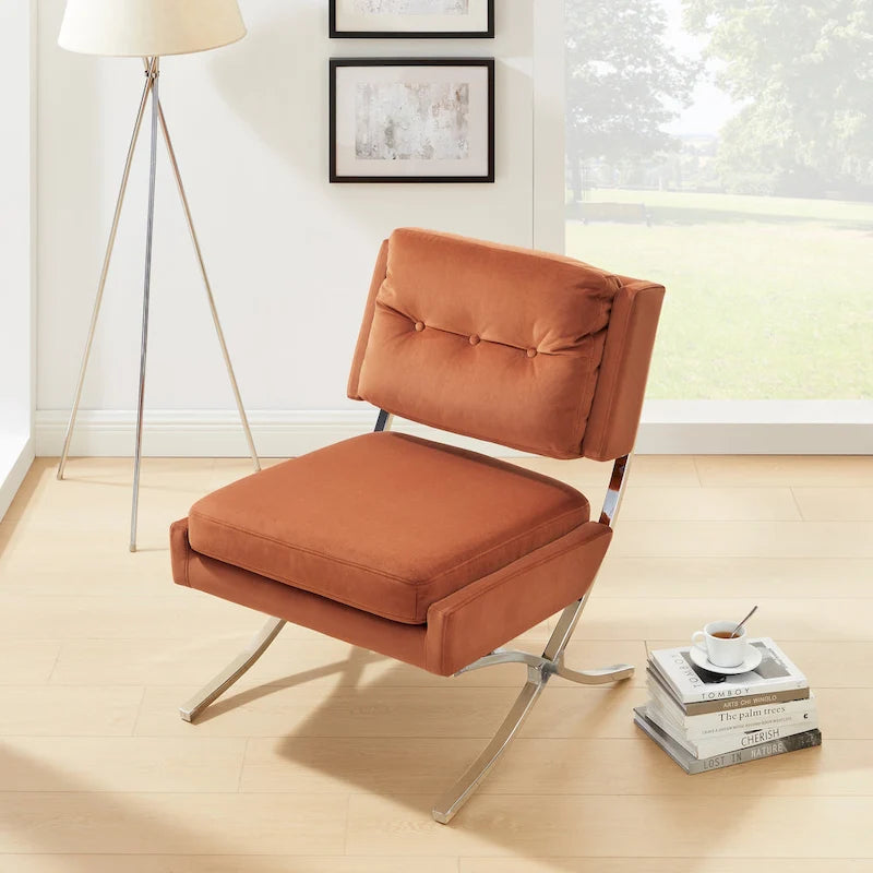 Art Leon Modern and Comfortable Velvet Armless Accent Chair