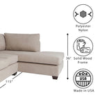 Coast to Coast Sofas Contemporary L Shaped Sectional Sofa Polyester Nylon Solid Wood Frame Upholstered