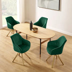 Art Leon Set of 2 Velvet Swivel Dining Chair with Golden Legs