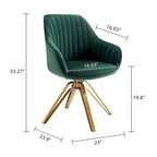 Art Leon Set of 2 Velvet Swivel Dining Chair with Golden Legs