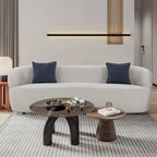 Minimalist Curved Sofa with Pillows - Soft Corduroy or Cozy Polar Fleece Upholstery