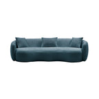 Minimalist Curved Sofa with Pillows - Soft Corduroy or Cozy Polar Fleece Upholstery