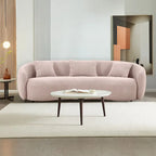 Minimalist Curved Sofa with Pillows - Soft Corduroy or Cozy Polar Fleece Upholstery
