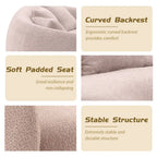 Minimalist Curved Sofa with Pillows - Soft Corduroy or Cozy Polar Fleece Upholstery