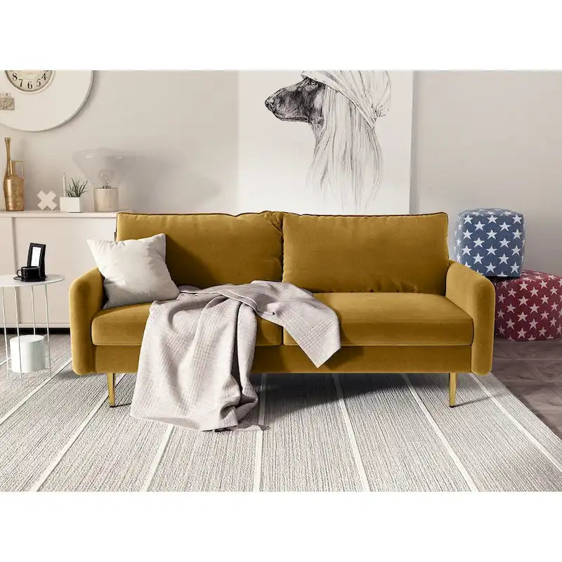 70 Velvet Square Arm Sofa