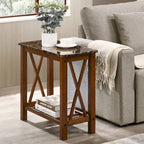 Joya Farmhouse 12-inch Faux Marble 1-Shelf Side Table by