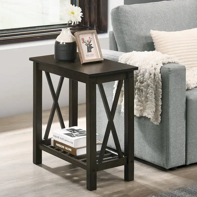 Joya Farmhouse 12-inch Faux Marble 1-Shelf Side Table by