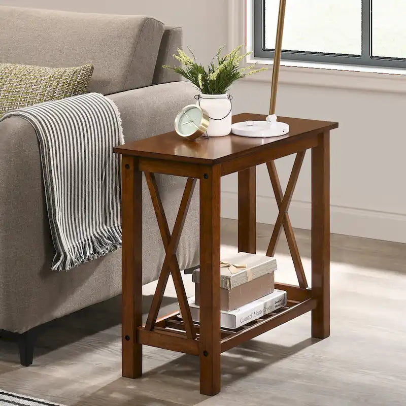 Joya Farmhouse 12-inch Faux Marble 1-Shelf Side Table by