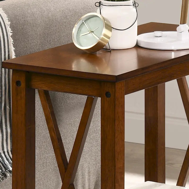 Joya Farmhouse 12-inch Faux Marble 1-Shelf Side Table by