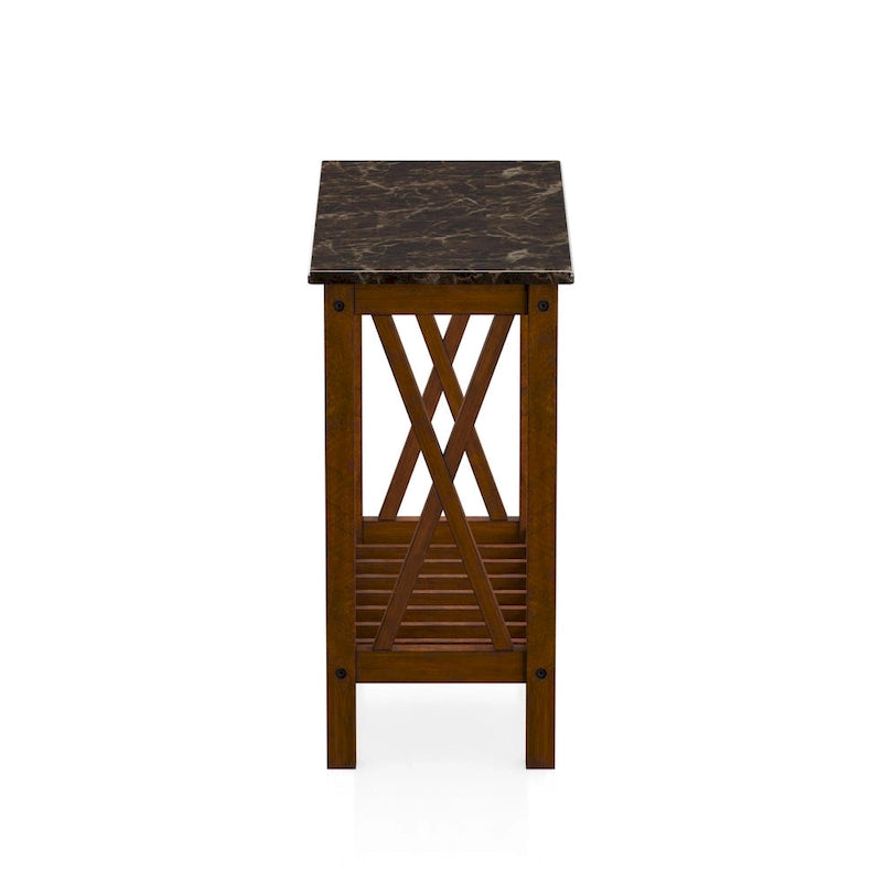 Joya Farmhouse 12-inch Faux Marble 1-Shelf Side Table by