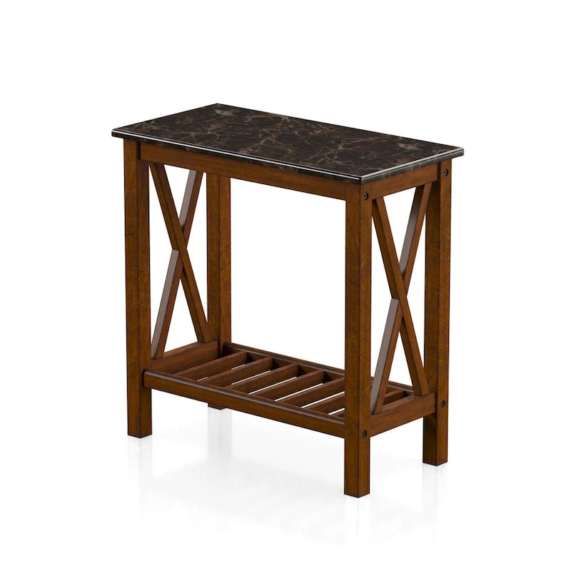 Joya Farmhouse 12-inch Faux Marble 1-Shelf Side Table by