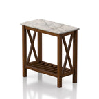 Joya Farmhouse 12-inch Faux Marble 1-Shelf Side Table by